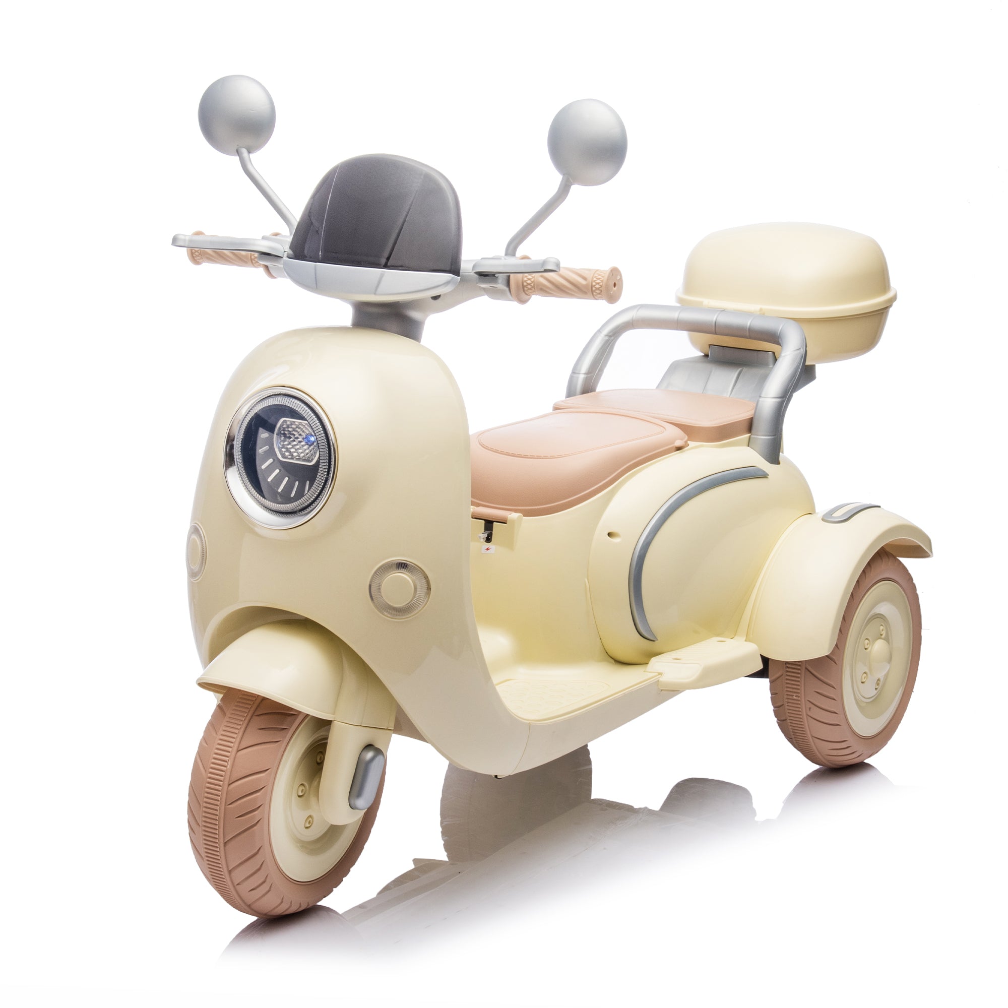 12v Kids Electric Motorcycle, Two-Seater Ride on Toys, Tricycles Kids Toy With Slow Start, Usb,Bluetooth, Light,Backseat Flip Adult Seat, Motorized Cars for Toddlers 3-6