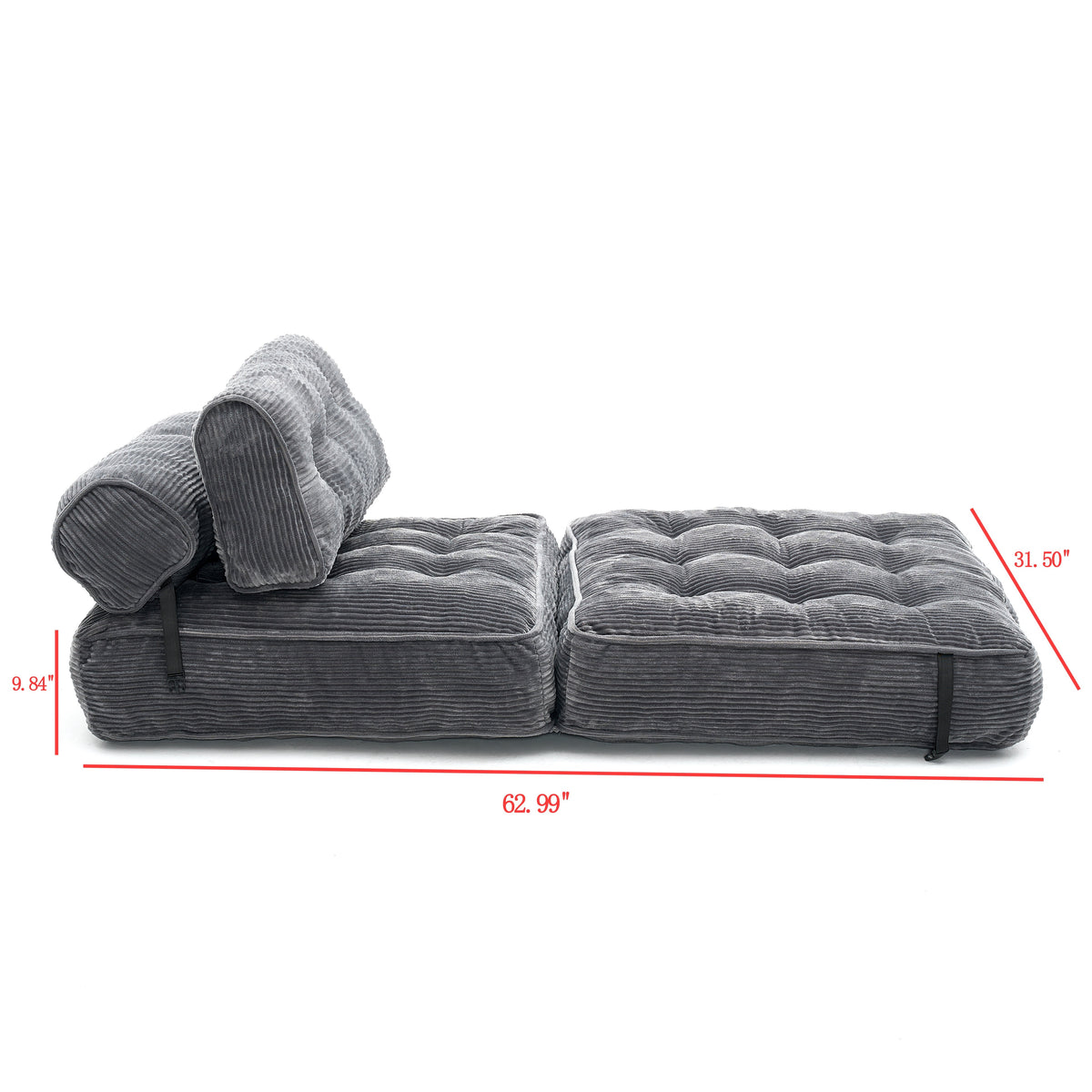UHOMEPRO Convertible Sleeper Chair, Folding Sofa Bed with Headrest, Lumbar Pillow, High-Density Foam, Portable Floor Sofa for Living Room Bedroom, White