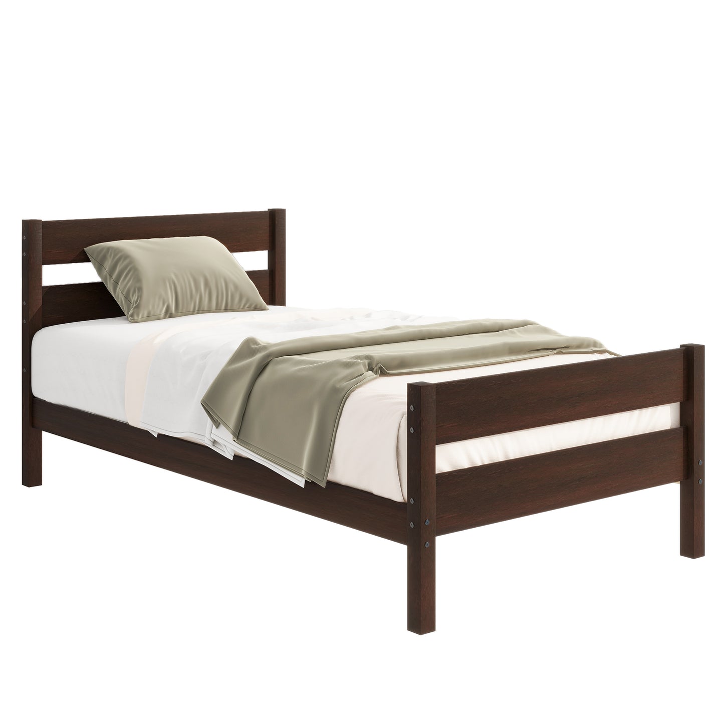 UHOMEPRO Twin Metal Bed Frame for Kids with Storage Headboard & USB Charging and LED, Noise-Free Design, No Box Spring Needed, Easy Assembly, Black