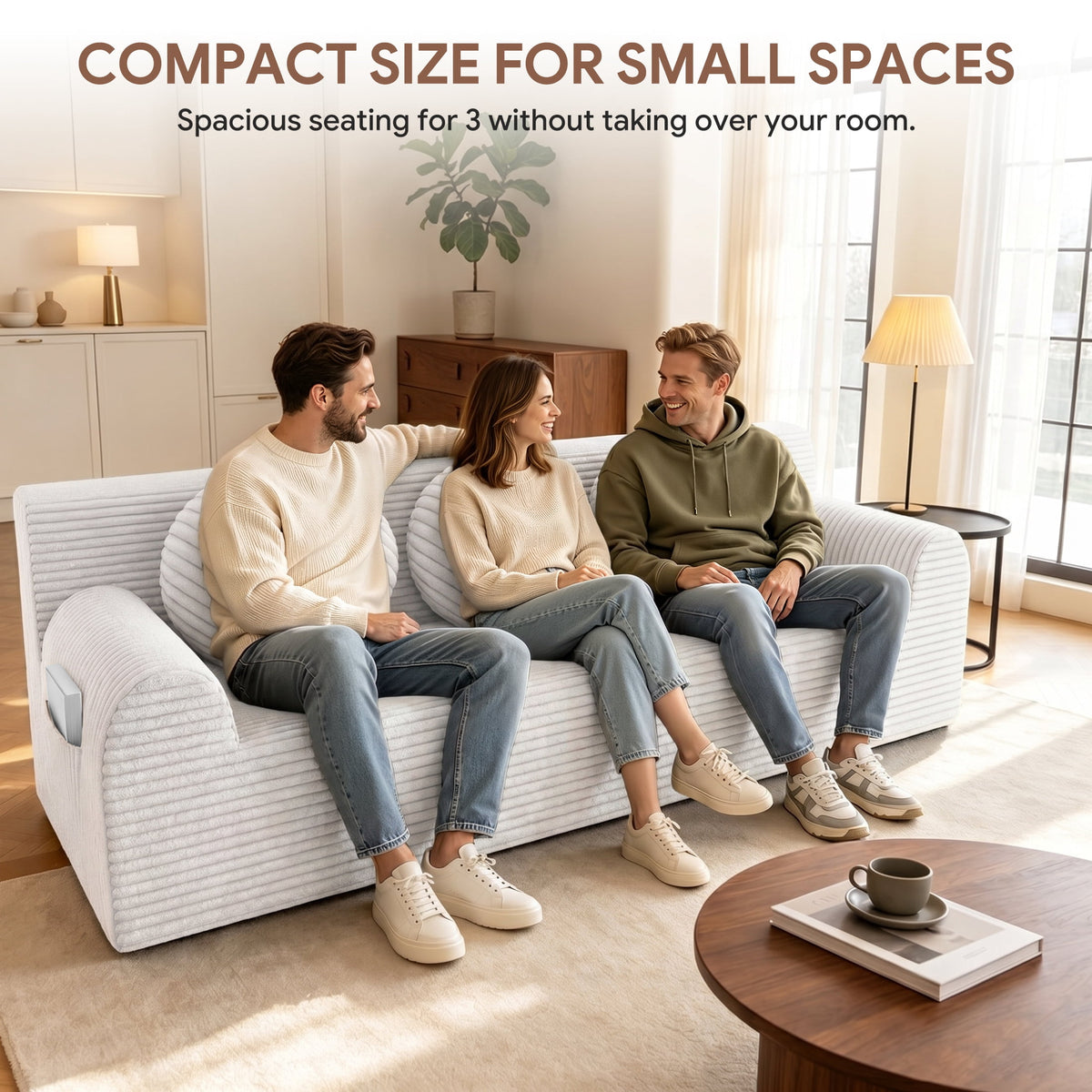 UHOMEPRO 71" Small Cloud Couch, 3 Seater Sofa with High Density Foam, No Assembly Low Profile Floor Couch for Bedroom, Apartment, 1200lbs, Deep Gray