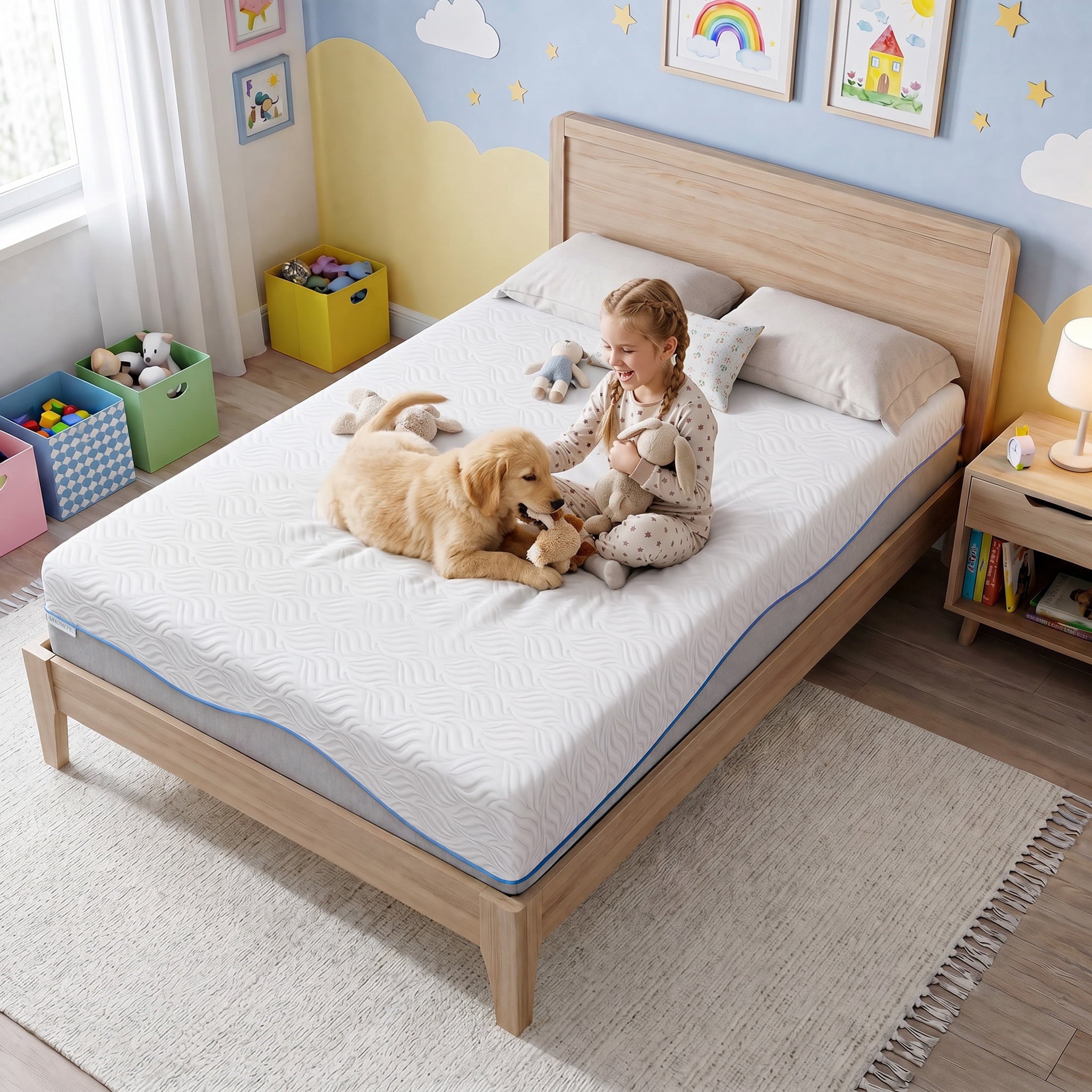 UHOMEPRO 8" Twin Mattress for Kids Adults, Gel Memory Foam Mattress in a Box for Bunk Bed, Twin Colchón with Egg-Crate Foam for Cooler Sleep, Pressure Relief, Fiberglass-Free, Medium Firm
