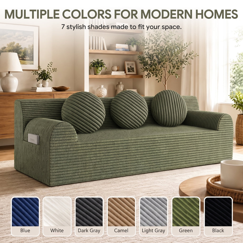 UHOMEPRO 71" Small Cloud Couch, 3 Seater Sofa with High Density Foam, No Assembly Low Profile Floor Couch for Bedroom, Apartment, 1200lbs, Deep Gray