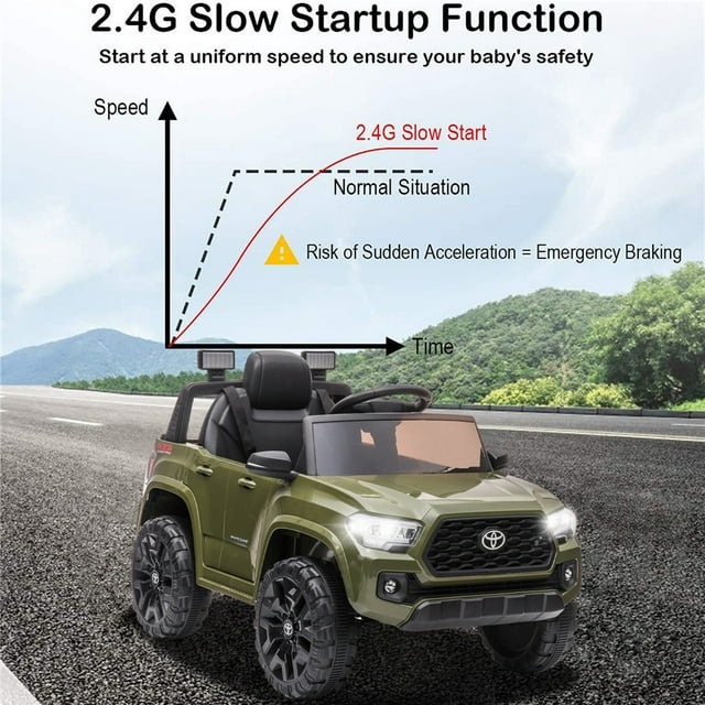 Toyota Tacoma Ride on Cars for Boys, 12V Powered Kids Ride on Cars Toy with Remote Control, Green Electric Vehicles Ride on Truck with Headlights/Music Player for 3 to 5 Years Old Boy Girls GTIN:08043618885739
