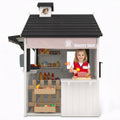 COCLUB Playhouses for Kids Outside, Grocery Store Pretend Play w/ Toy Cash Register and Pretend Food, Wood Casitas Para NiñAs w/Easy Bake Oven, Cooking Toys, Mailbox, Backyard Play House White