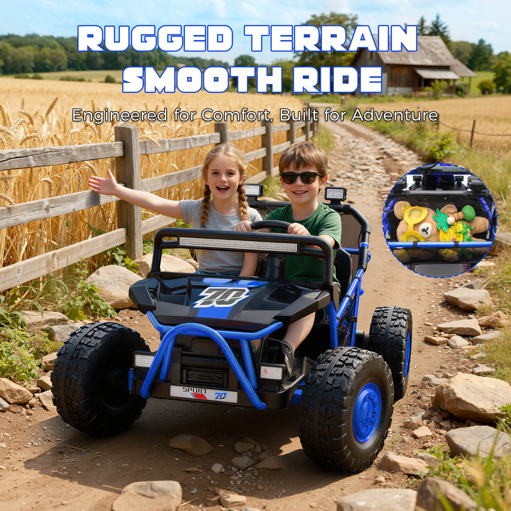 COCLUB 36V Electric Ride On Car for Big Kids, 2 Seater UTV with Steel Frame, Dual 250W Motors, EVA Big Wheels, Spring Suspension, Bluetooth Music & 3-Point Seatbelts, Electric Car for Kids Ages 6–12, Blue