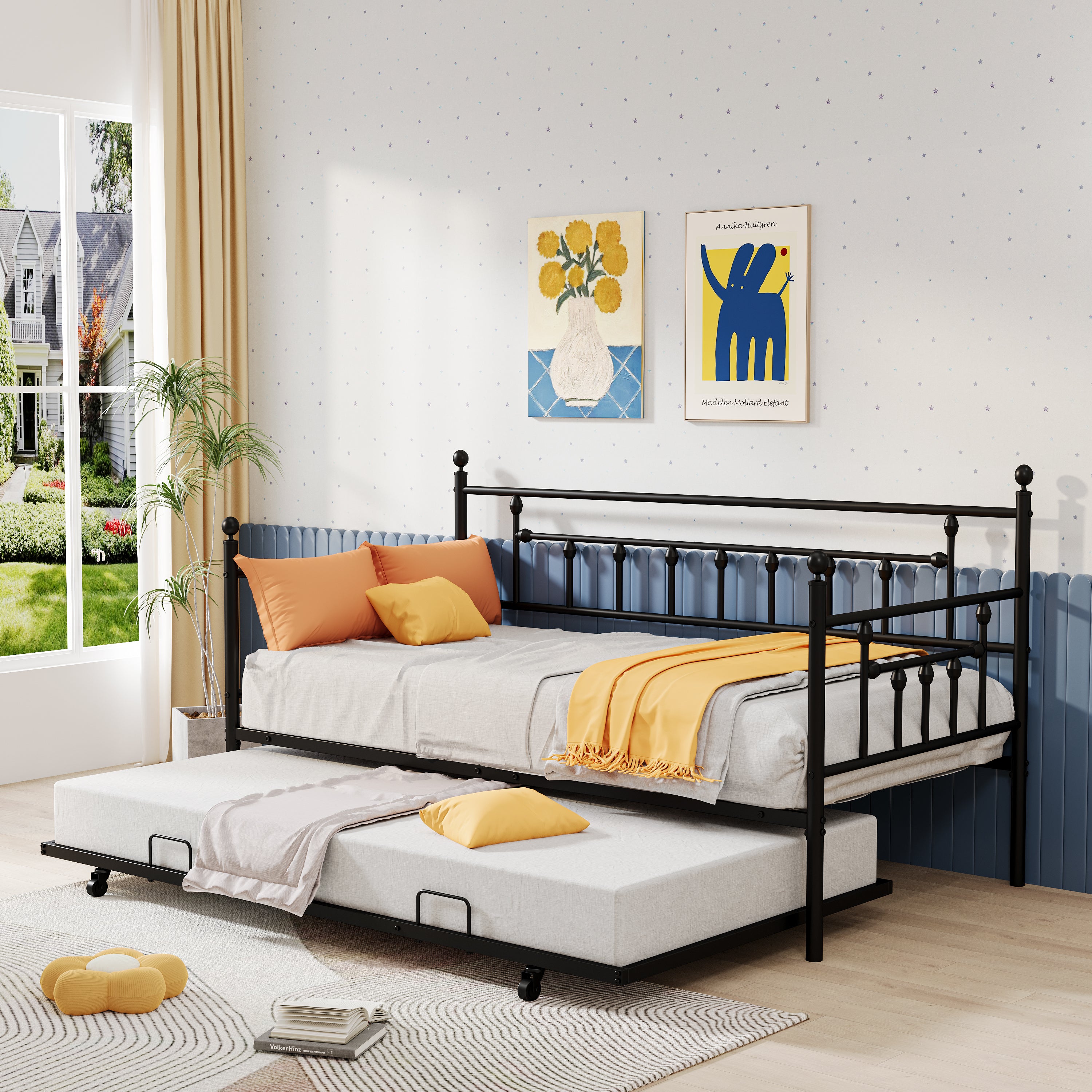 UHOMEPRO Twin Daybed with Trundle Included