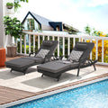 UHOMEPRO Outdoor Chaise Lounge Chair Furniture Sets of 2, Rattan Patio Reclining Chair Set w/ Adjustable Backrest Cushion, Wicker Lounge Chair On Clearance, 5-Level Angles Adjust Backrest, Dark Gray