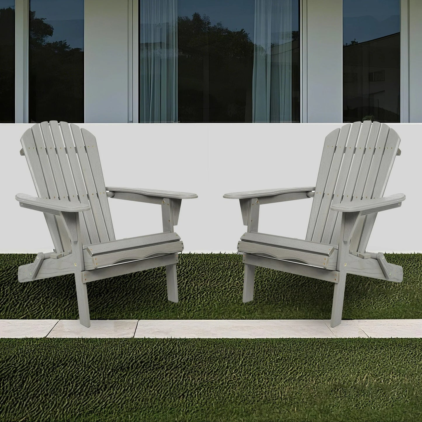 uhomepro Outdoor Adirondack Chairs Set of 2, Folding Fire Pit Chair, Weather Resistant Patio Lawn Chair for Outside Deck Garden Backyard Balcony, Gray B