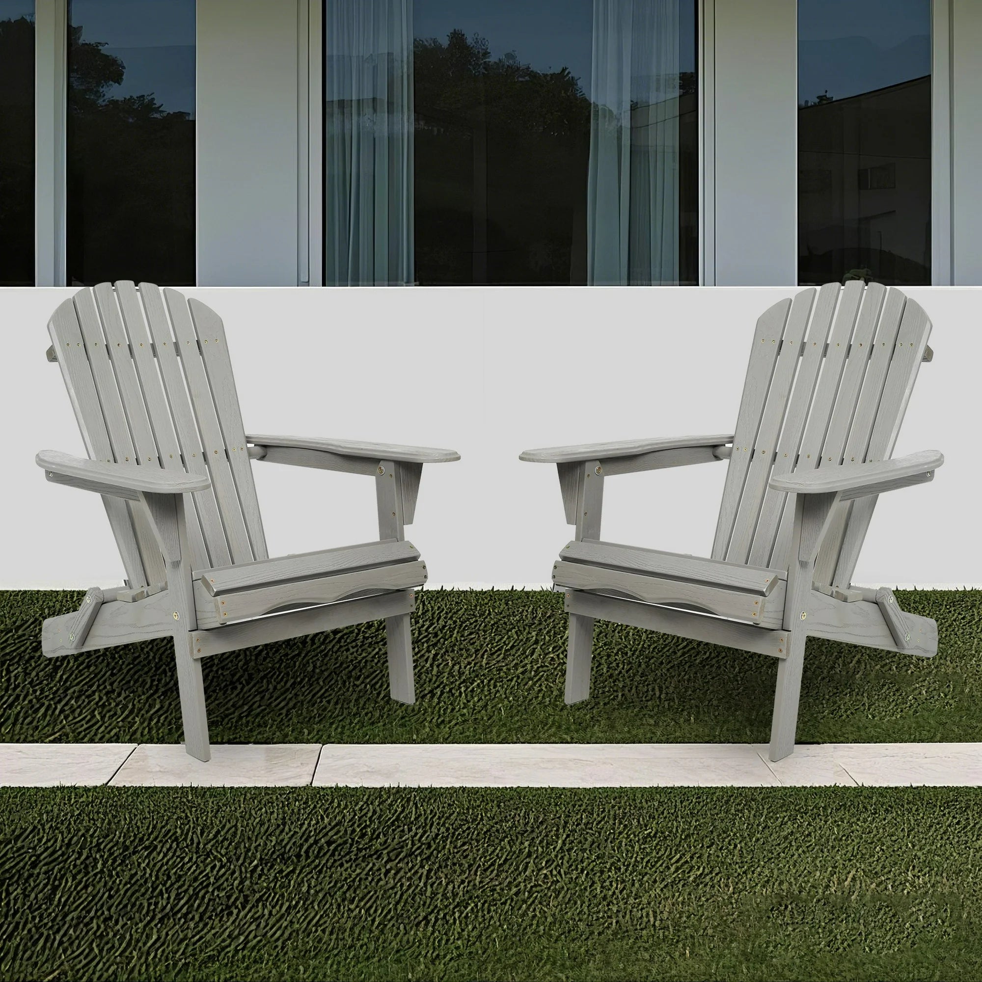 uhomepro Outdoor Adirondack Chairs Set of 2, Folding Fire Pit Chair, Weather Resistant Patio Lawn Chair for Outside Deck Garden Backyard Balcony, Gray B