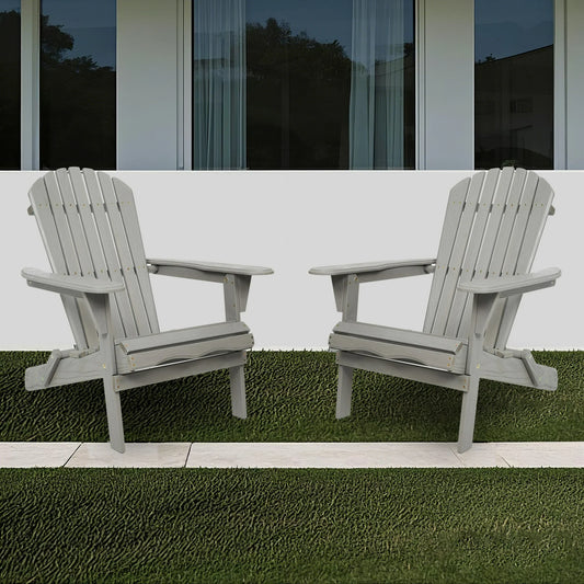 uhomepro Outdoor Adirondack Chairs Set of 2, Folding Fire Pit Chair, Weather Resistant Patio Lawn Chair for Outside Deck Garden Backyard Balcony, Gray B