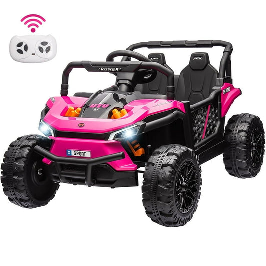 uhomepro Ride on Truck Car,12 V Powered Ride Toys for Kids with Remote Control Spring Suspension, LED Lights, MP3 Player, Electric Vehicles for Boys and Girls Gifts, Pink