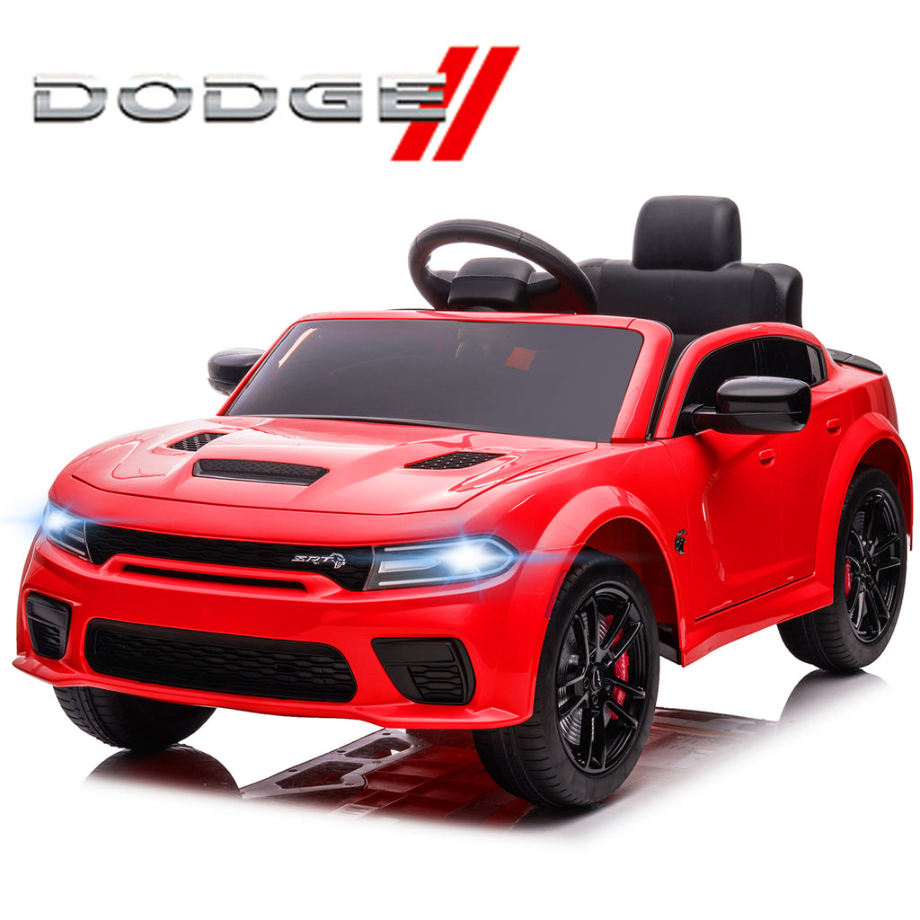 12V Ride On Car, Dodge Charger Powered Electric Car with Battery Powered, Bluetooth, Remote Control, LED Light, Ride On Toy for Ages 3+ Kids